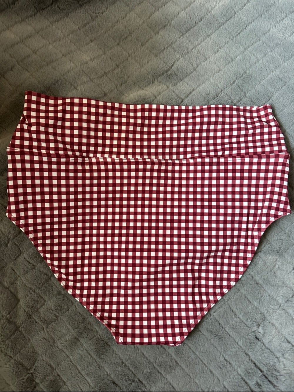 LANDS END High-Waist Gingham Bikini Bottoms in Red and White
